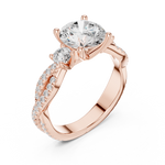 Gold Ring DDLR-281, Round center stone, Rose Gold, view 2