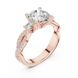 Gold Ring DDLR-281, Round center stone, Rose Gold, view 2