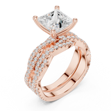 Gold Ring DDLR-300, Princess center stone, Rose Gold, view 2