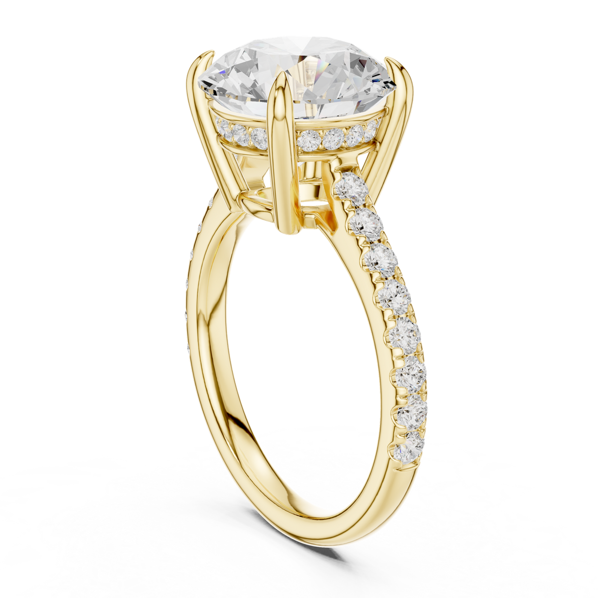 14K Solid Gold Lab Diamond Solitaire Ring, Yellow Gold, view 1