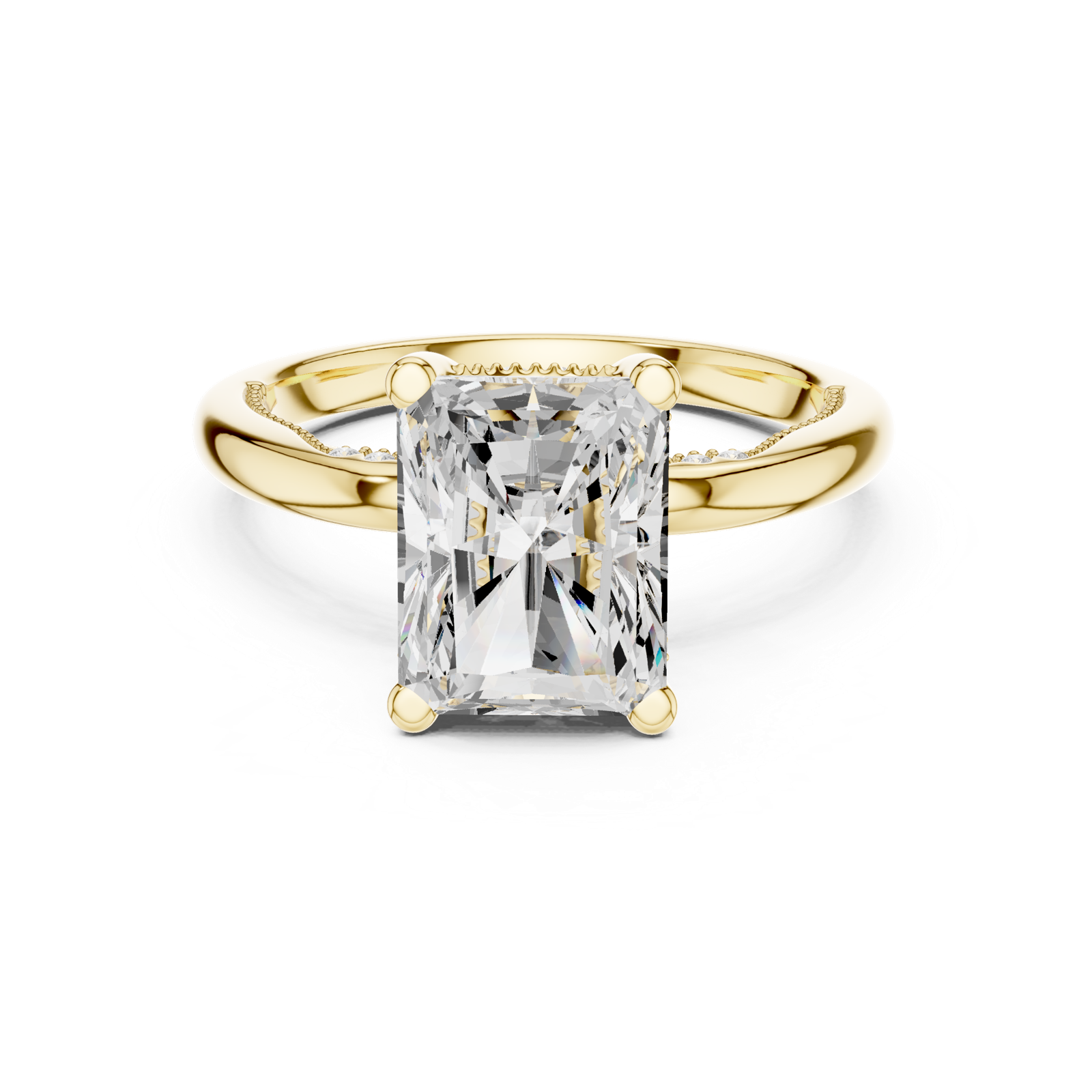 Gold Ring DDLR-175, Radiant center stone, Yellow Gold, view 4