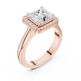 Gold Ring DDLR-338, Princess center stone, Rose Gold, view 2