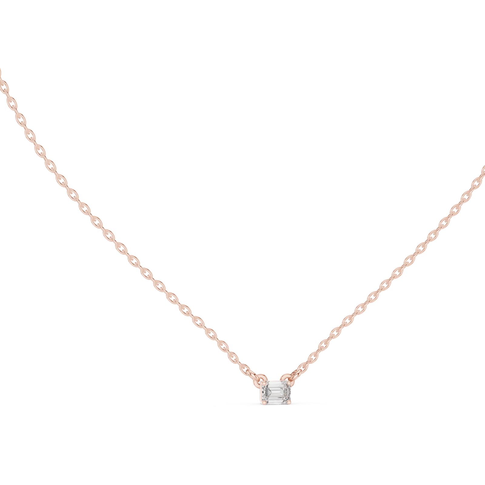14K Solid Gold Lab Diamond Solitaire Pendant Necklace, Rose Gold, view 1