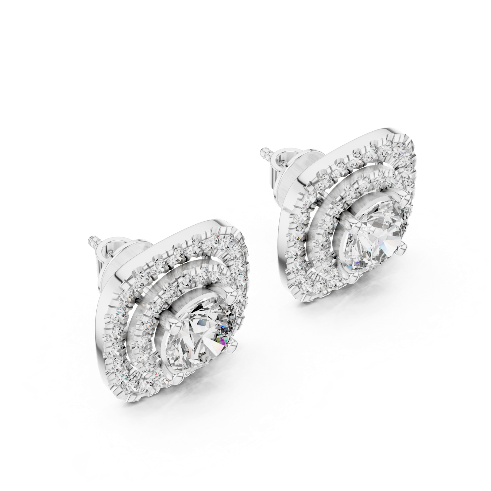 Gold Earrings ER-0010, White Gold, view 2