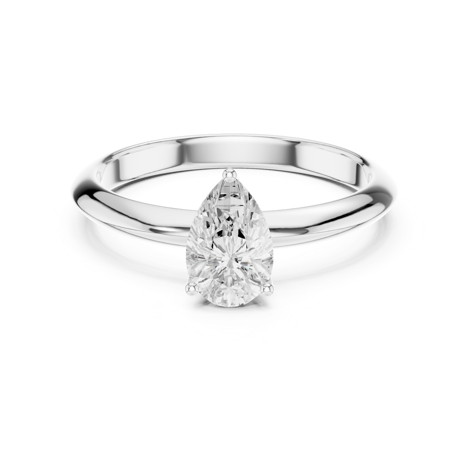 Gold Jewelry L36-6, Pear center stone, White Gold, view 4