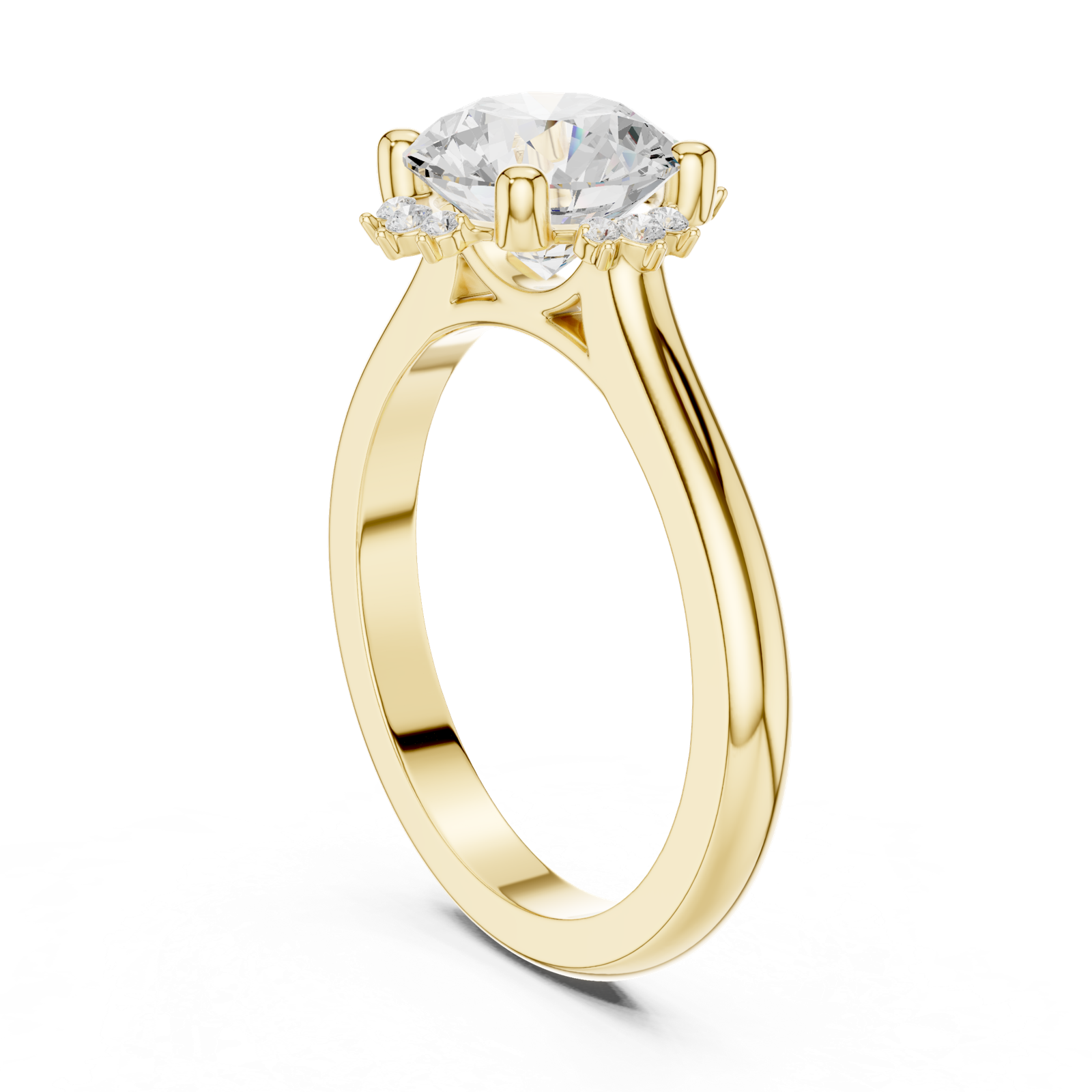 Gold Jewelry L35-123, Round center stone, Yellow Gold, view 1
