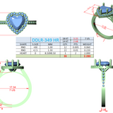 Gold Ring DDLR-349, Heart center stone, Yellow Gold, view 50