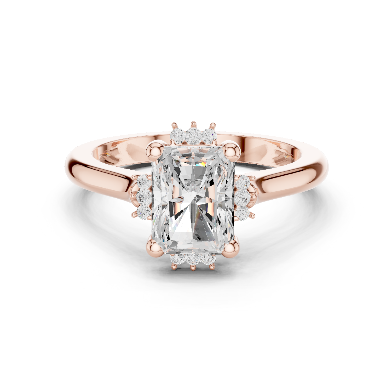 Gold Jewelry L35-123, Radiant center stone, Rose Gold