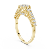 14K Solid Gold Lab Diamond Cluster Ring, Yellow Gold, view 1