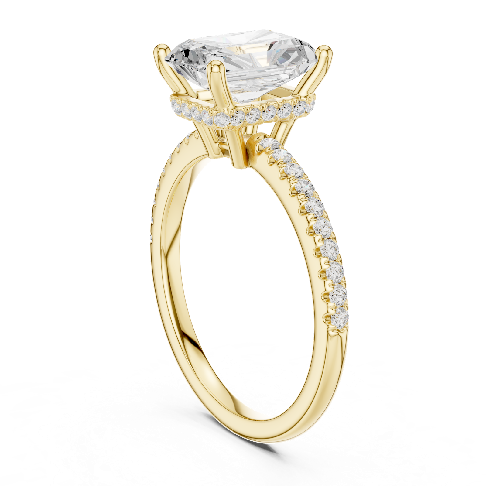 Gold Ring DDLR-177, Radiant center stone, Yellow Gold, view 1