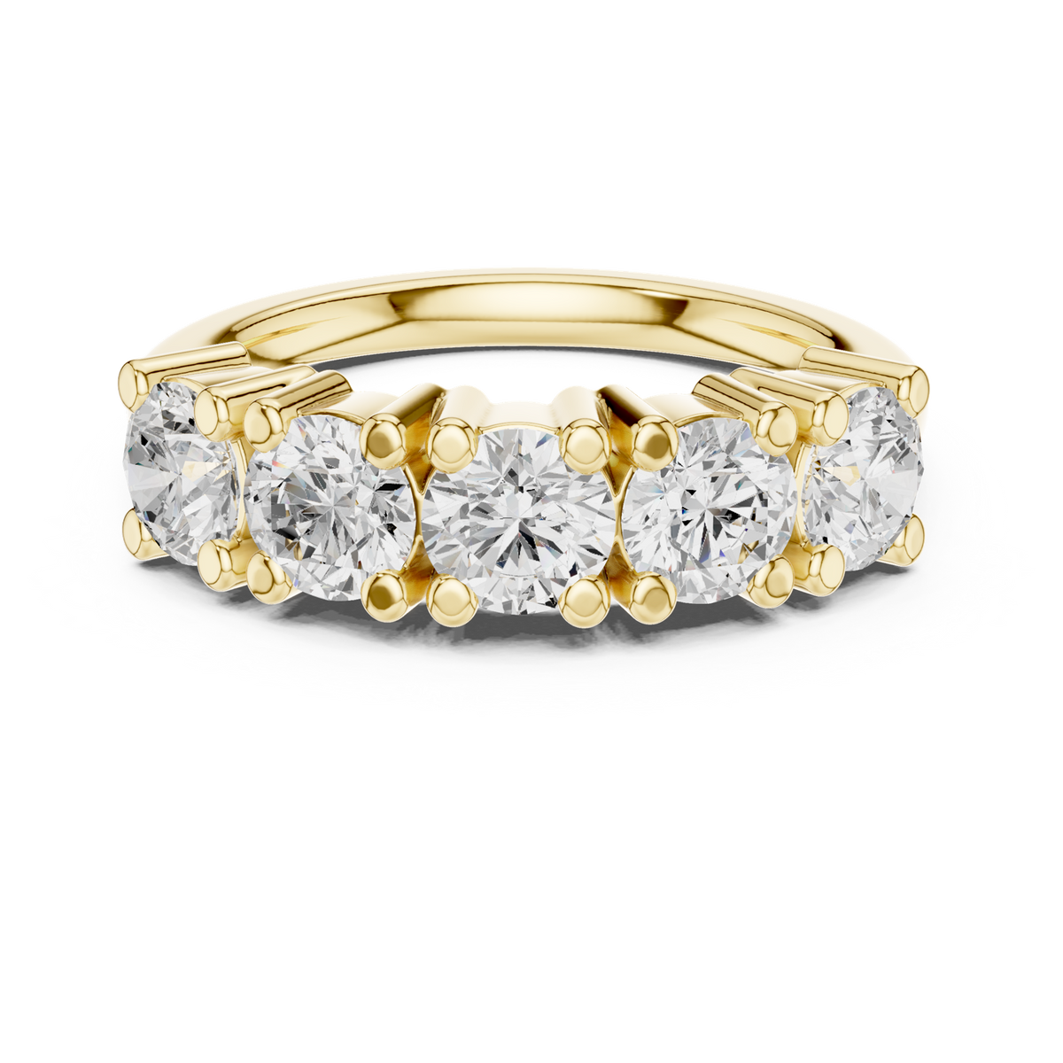 14K Solid Gold Lab Diamond Band Ring, Yellow Gold