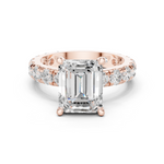 Gold Jewelry, Emerald center stone, Rose Gold