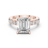 Gold Jewelry, Emerald center stone, Rose Gold