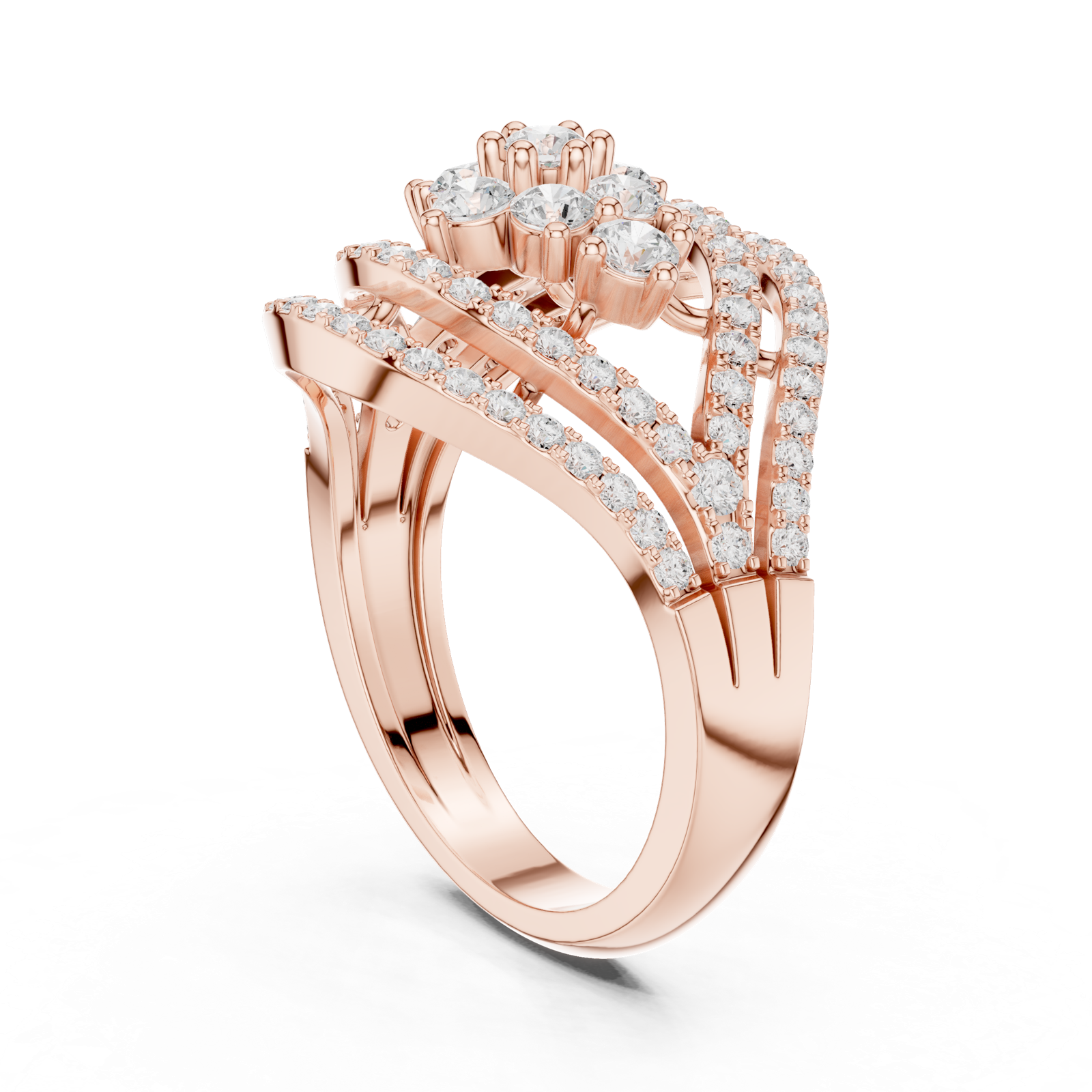 Gold Ring DDLR-763, Rose Gold, view 1