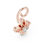 14K Solid Gold Lab Diamond Flower Cluster Earrings, Rose Gold, view 2