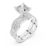 Gold Ring, Cushion center stone, White Gold, view 2