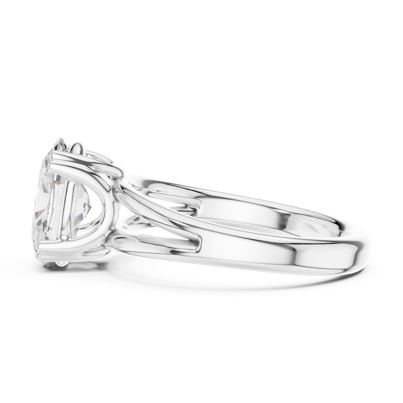 Gold Jewelry L36-7, Oval center stone, White Gold, view 3