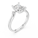 Gold Ring DDLR-164, Radiant center stone, White Gold, view 2