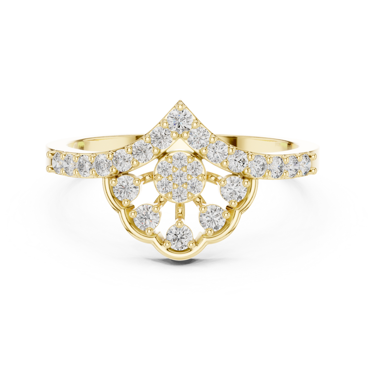14K Solid Gold Lab Diamond Vintage Ring, Yellow Gold