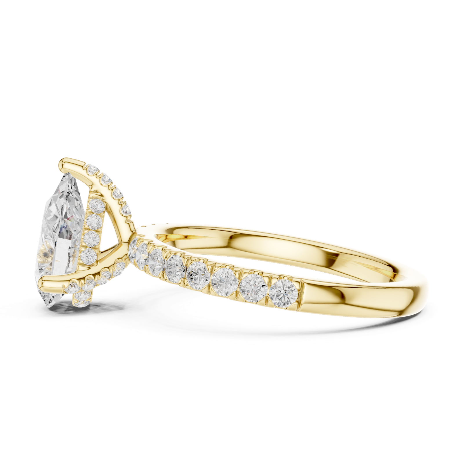Gold Ring DDLR-161, Pear center stone, Yellow Gold, view 3