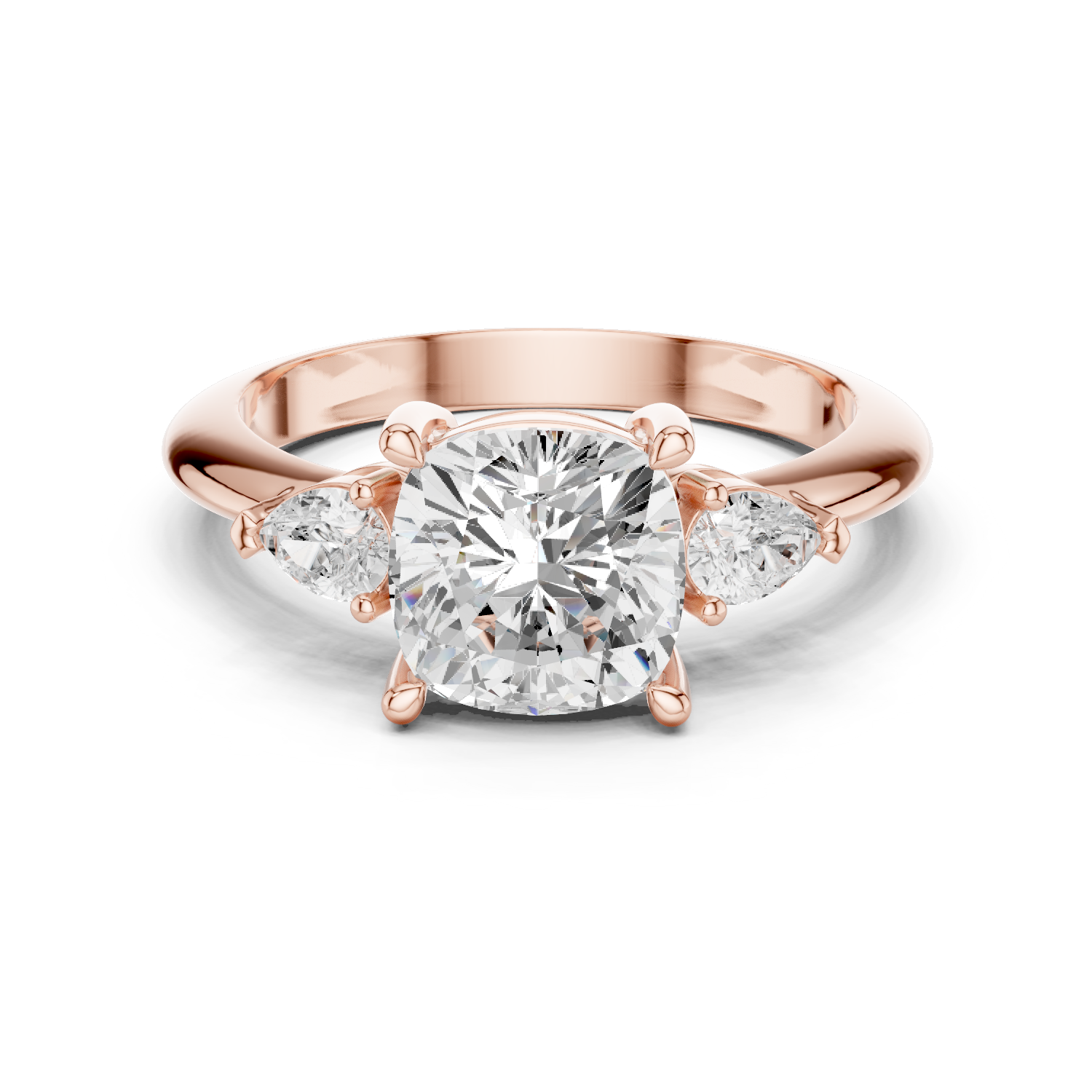 Gold Jewelry, Cushion center stone, Rose Gold