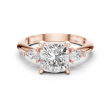 Gold Jewelry, Cushion center stone, Rose Gold