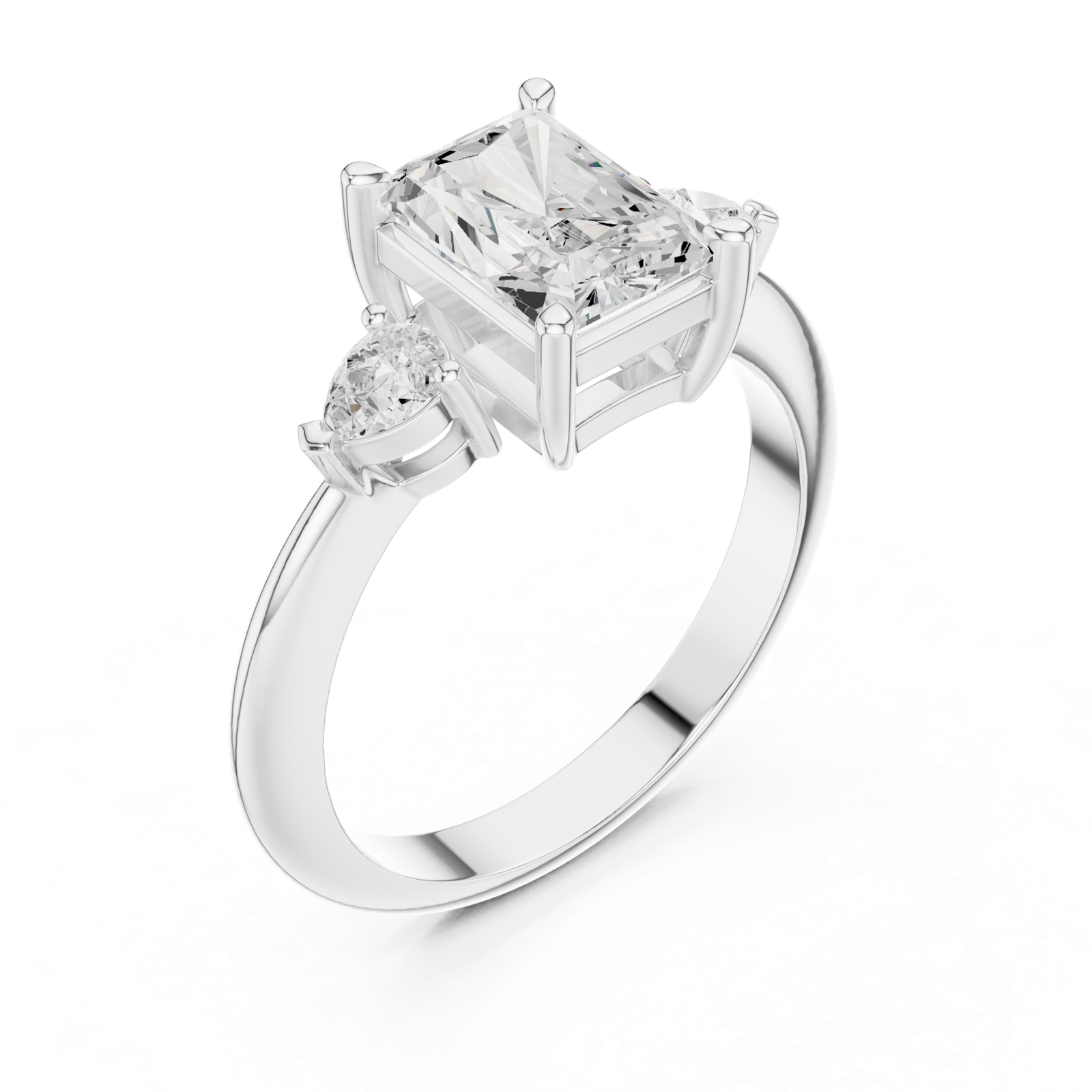 Gold Jewelry L35-66, Radiant center stone, White Gold, view 2