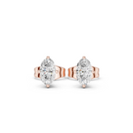 14K Solid Gold Lab Diamond Stud Earrings, Rose Gold