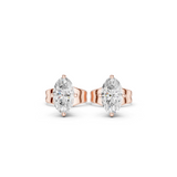 14K Solid Gold Lab Diamond Stud Earrings, Rose Gold