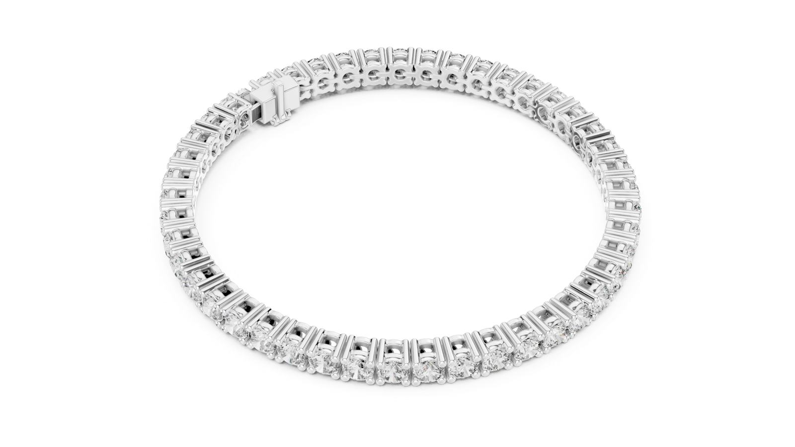 14K Solid Gold Lab Diamond Bracelet, White Gold, view 2