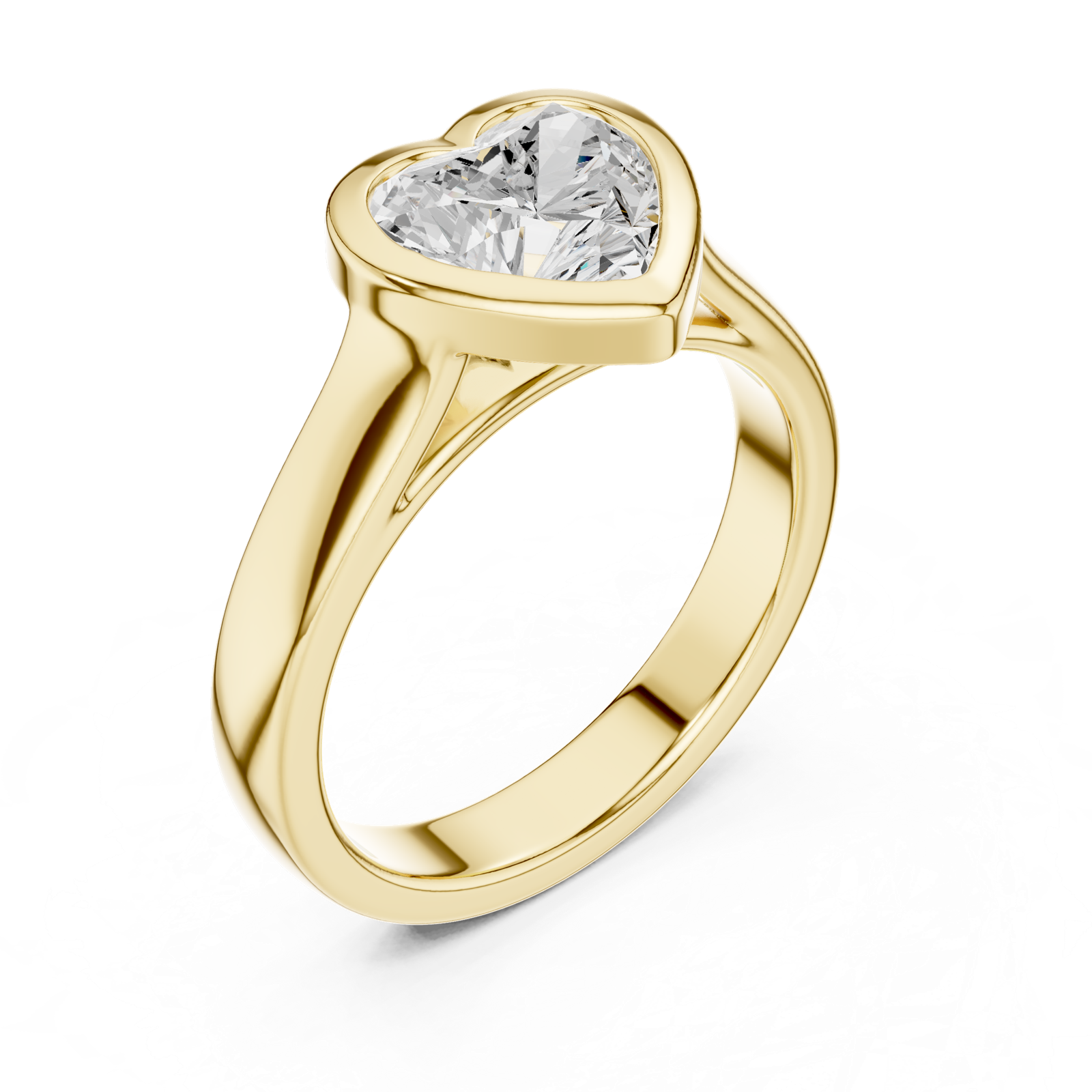 Gold Jewelry L36-3, Heart center stone, Yellow Gold, view 2