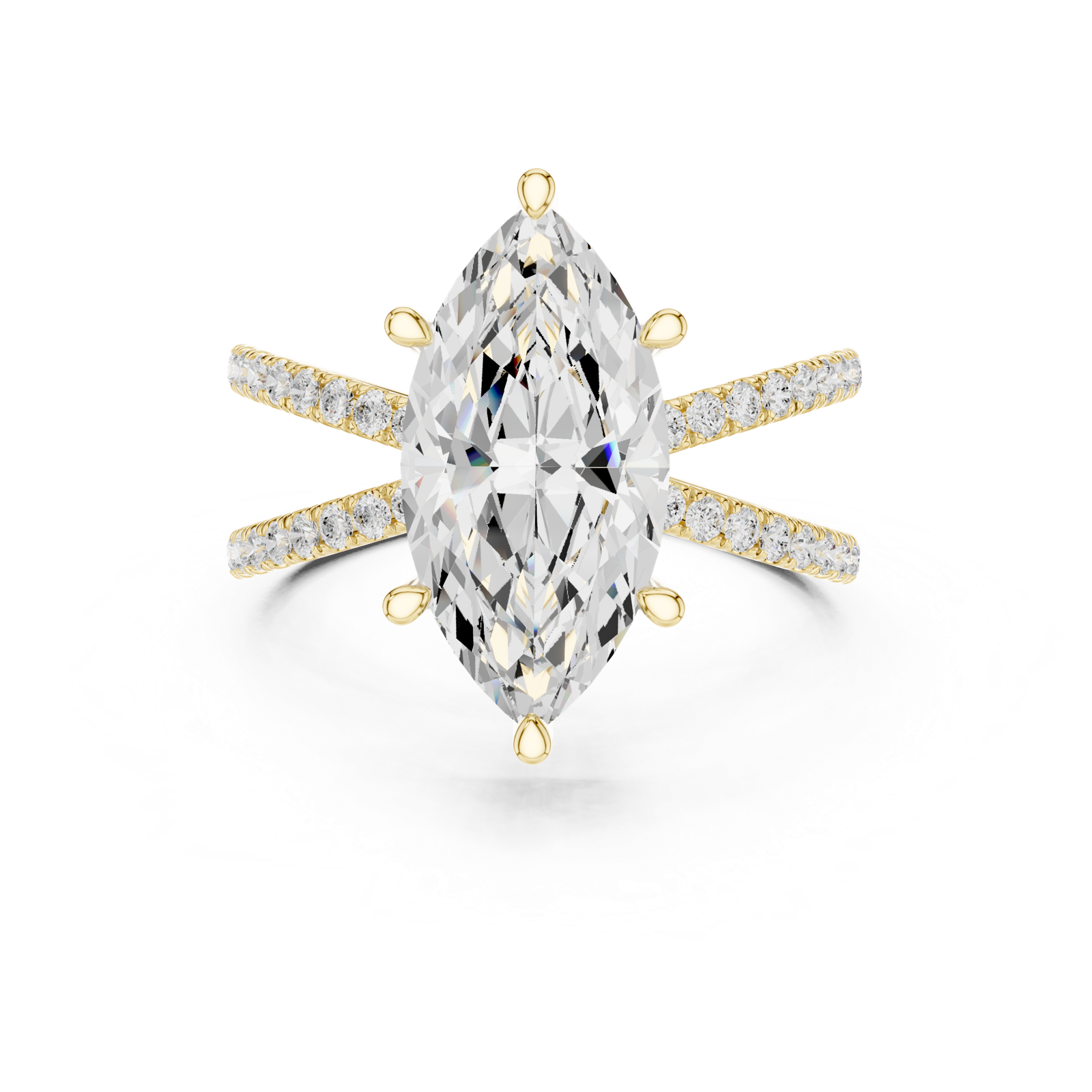Gold Jewelry L36-25, Marquise center stone, Yellow Gold, view 4