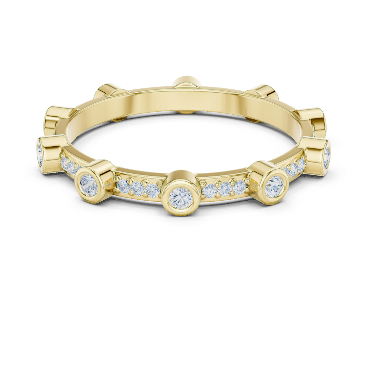 14K Solid Gold Lab Diamond Band Ring, Yellow Gold