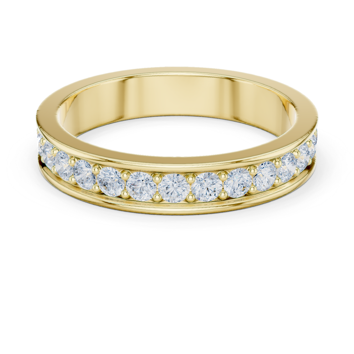 14K Solid Gold Lab Diamond Eternity Ring, Yellow Gold
