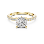 Gold Ring, Cushion center stone, Yellow Gold, view 4