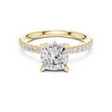 Gold Ring, Cushion center stone, Yellow Gold, view 4