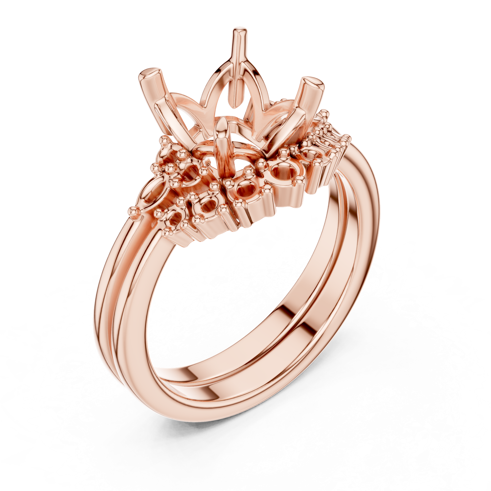 Gold Ring DDLR-440, Asscher center stone, Rose Gold, view 2