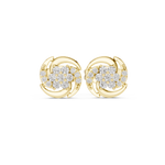 14K Solid Gold Lab Diamond Cluster Earrings, Yellow Gold