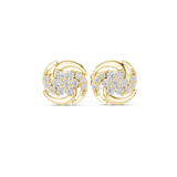 14K Solid Gold Lab Diamond Cluster Earrings, Yellow Gold