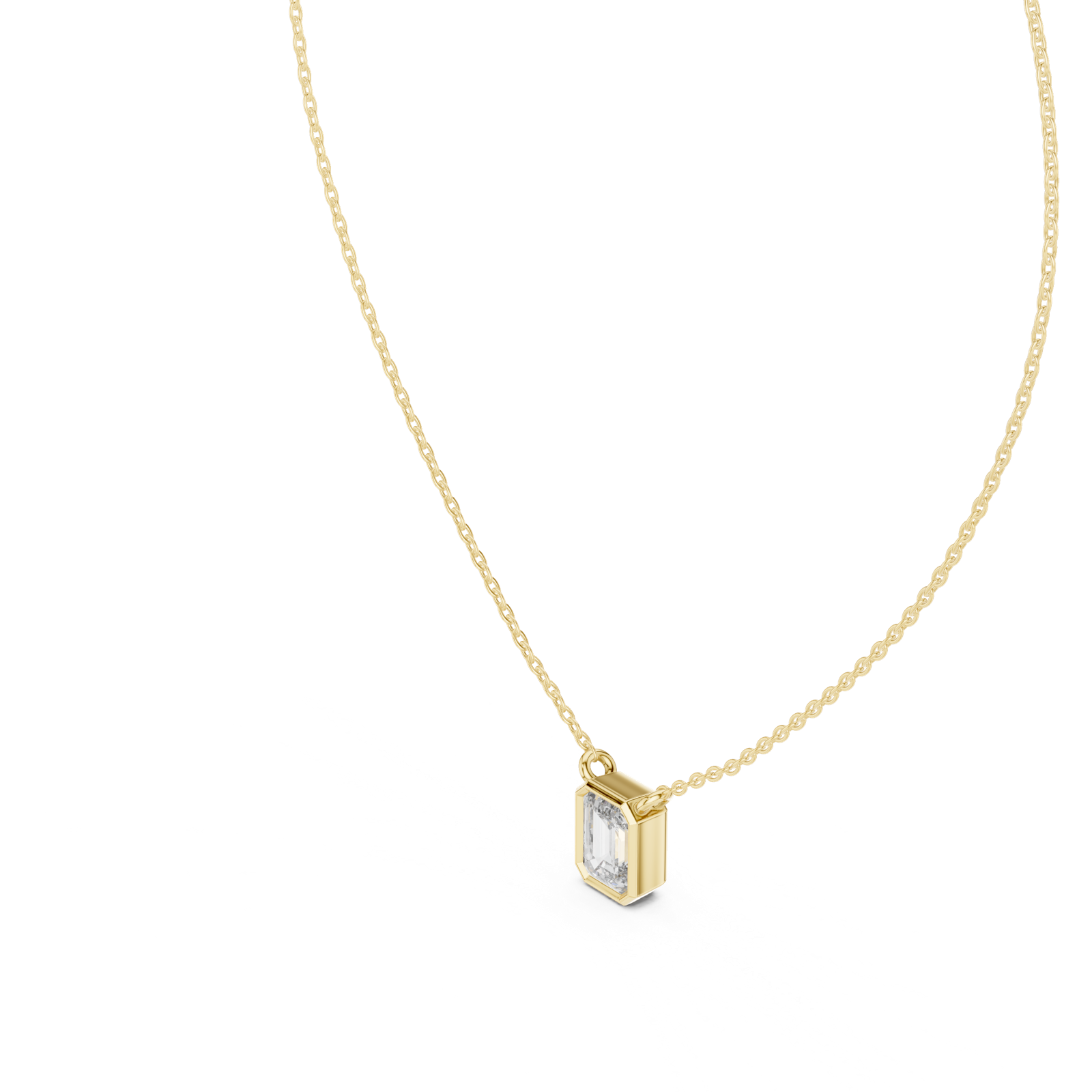 14K Solid Gold Lab Diamond Solitaire Pendant Necklace, Yellow Gold, view 2