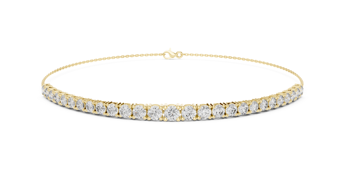 14K Solid Gold Lab Diamond Bracelet, Yellow Gold