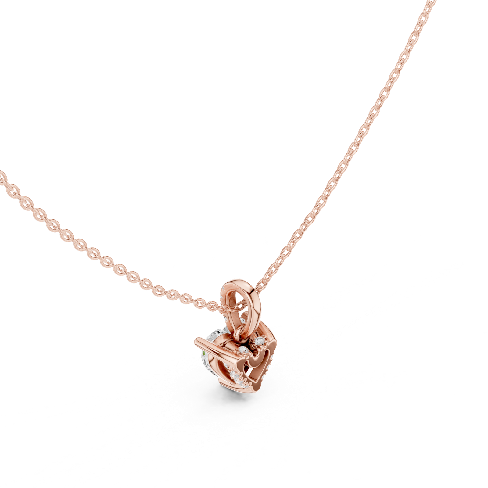 Gold Jewelry DDPO-009, Heart center stone, Rose Gold, view 2