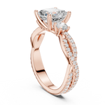 Gold Ring, Asscher center stone, Rose Gold, view 1