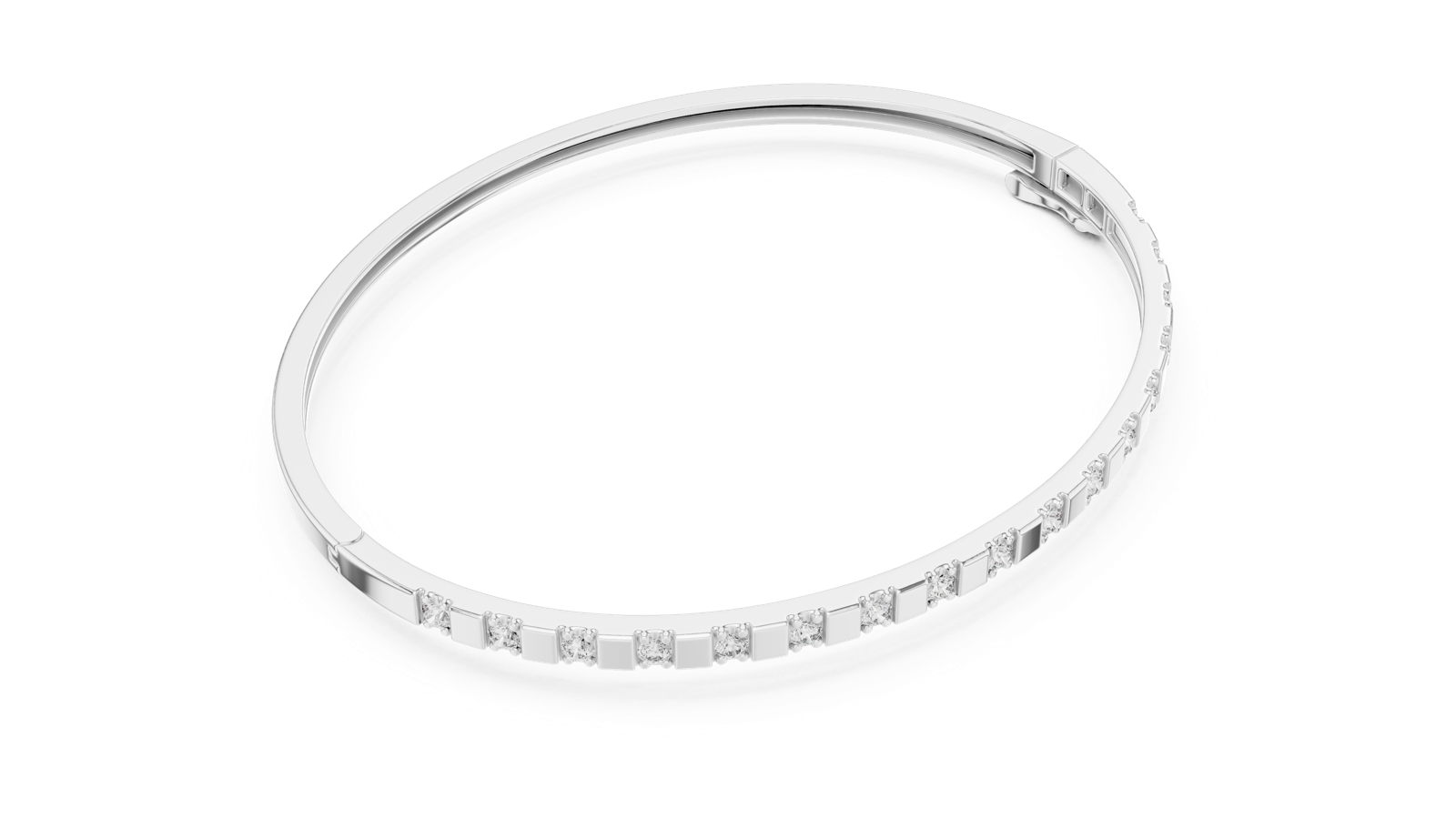 14K Solid Gold Lab Diamond Bracelet, White Gold, view 2