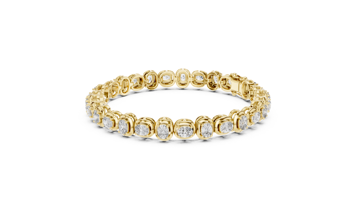 14K Solid Gold Lab Diamond Bracelet, Yellow Gold, view 1