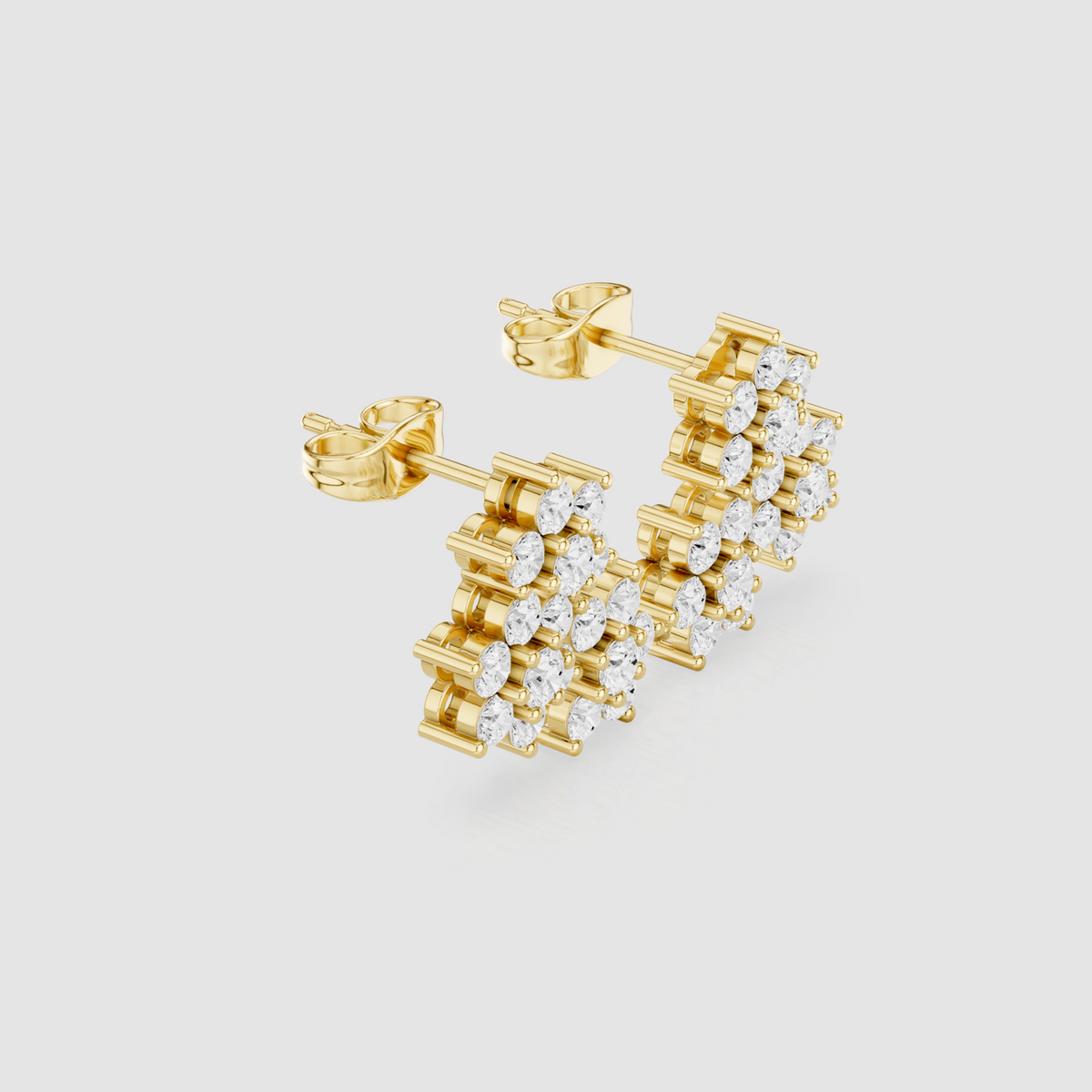 14K Solid Gold Lab Diamond Cluster Earrings, Yellow Gold, view 50