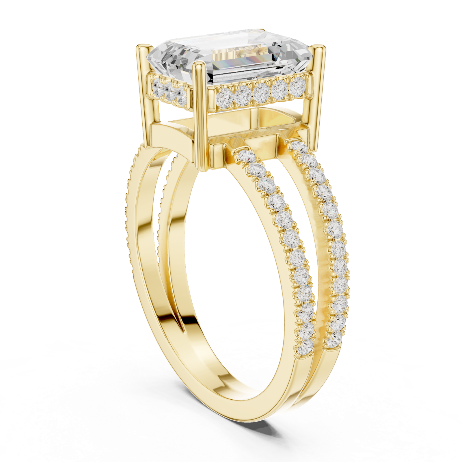 Gold Jewelry, Emerald center stone, Yellow Gold, view 1