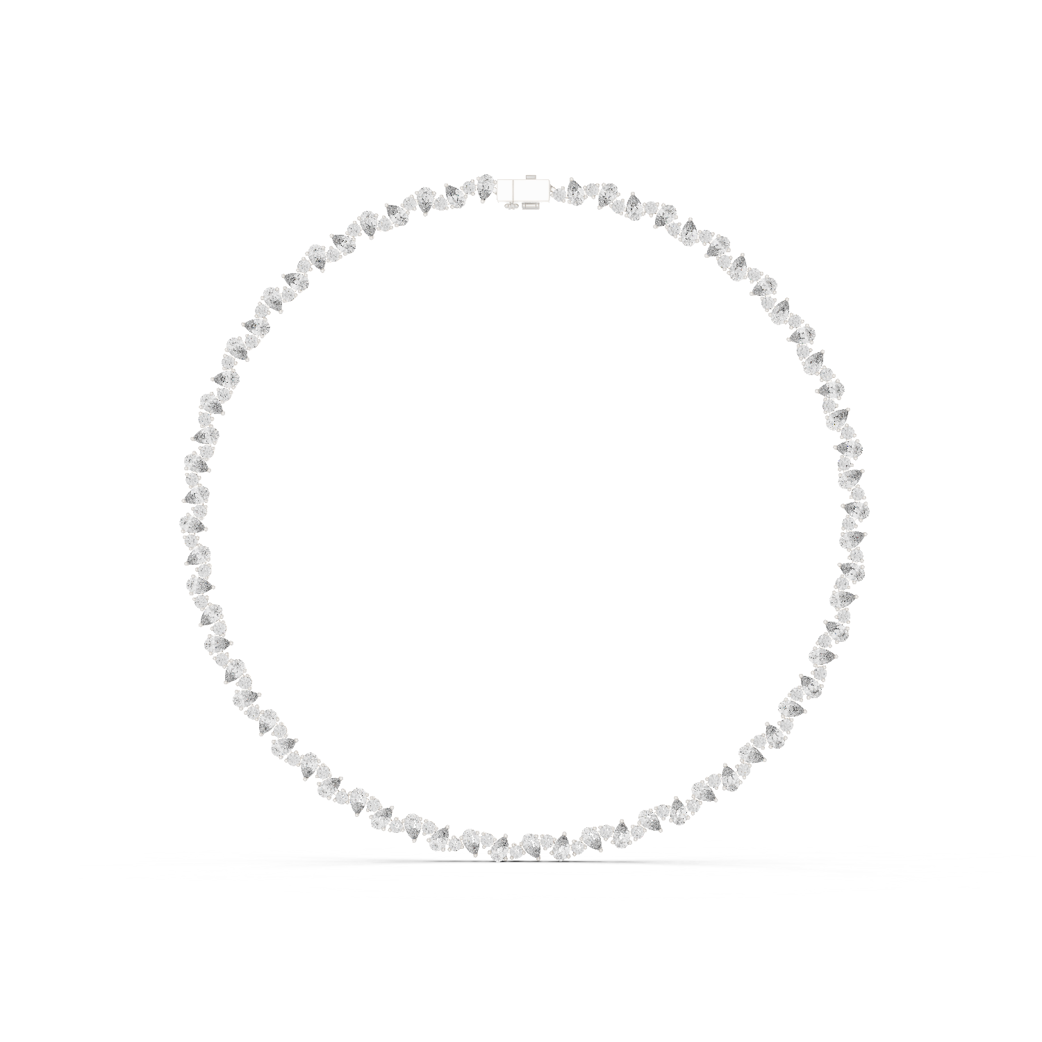 14K Solid Gold Lab Diamond Tennis Necklace, White Gold