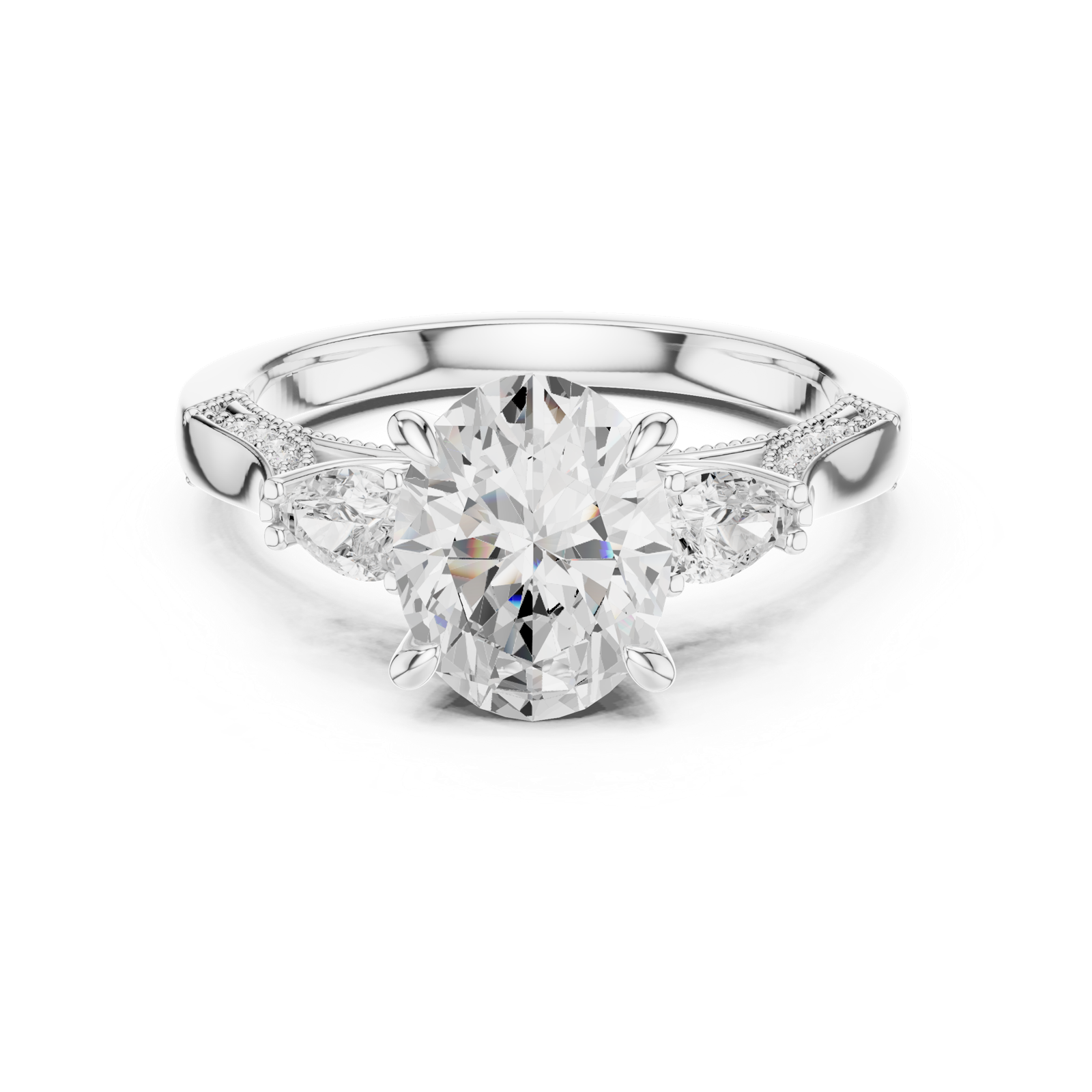 Gold Ring DDLR-1042, White Gold, view 4