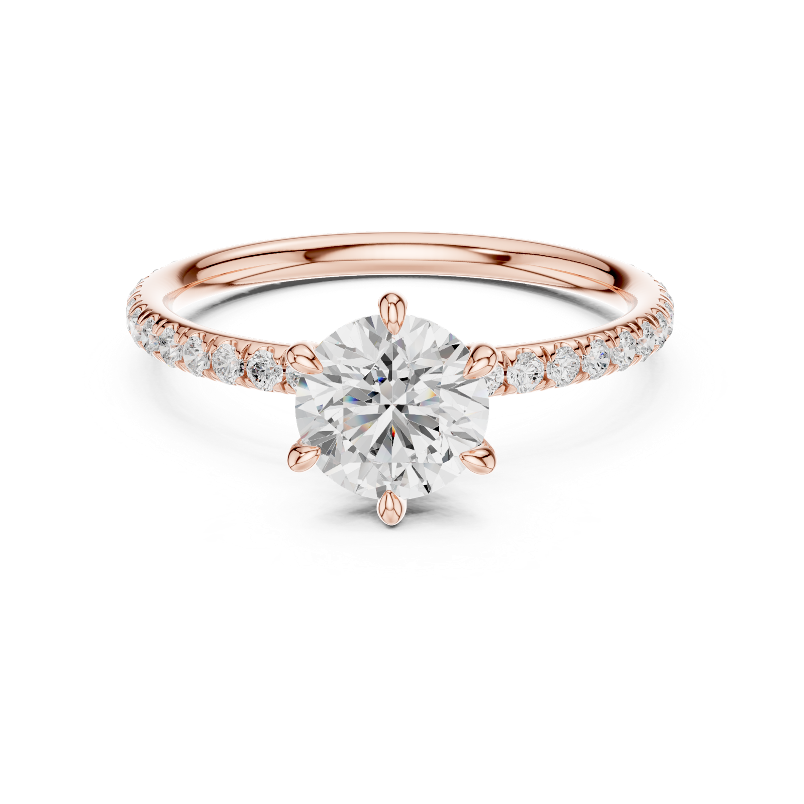 Gold Jewelry L36-15, Round center stone, Rose Gold, view 4